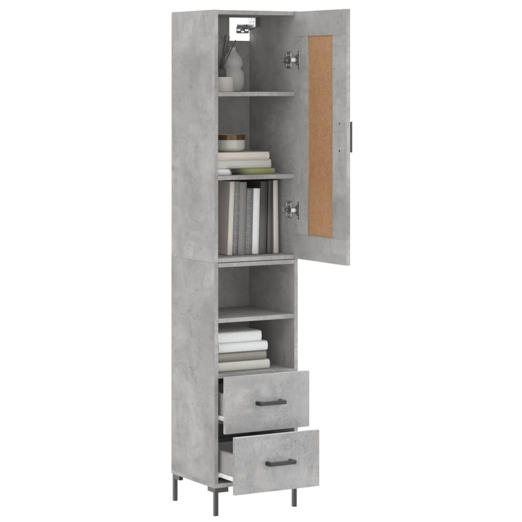 Credenza Grigio Cemento 34,5x34x180 cm in Legno Multistrato - homemem39