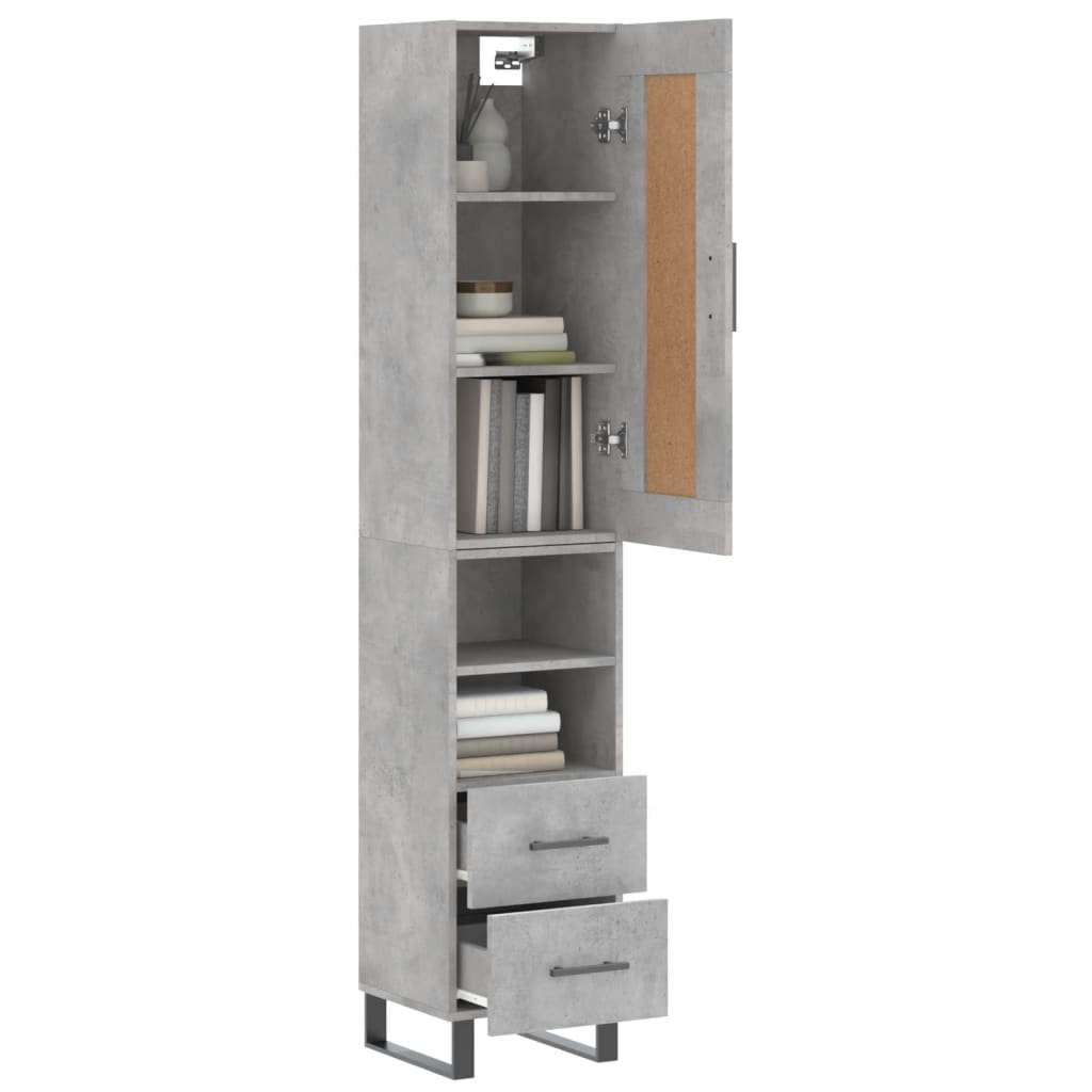 Credenza Grigio Cemento 34,5x34x180 cm in Legno Multistrato - homemem39