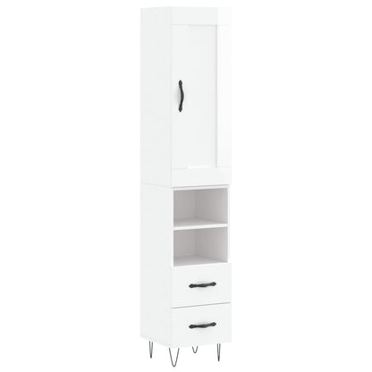 Credenza 34,5x34x180 cm in Legno Multistrato Bianco Lucido - homemem39