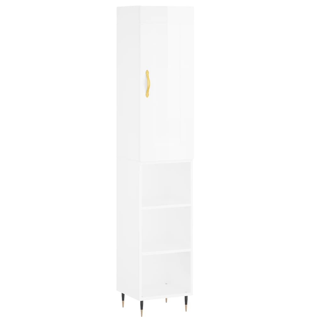 Credenza 34,5x34x180 cm in Legno Multistrato Bianco Lucido - homemem39