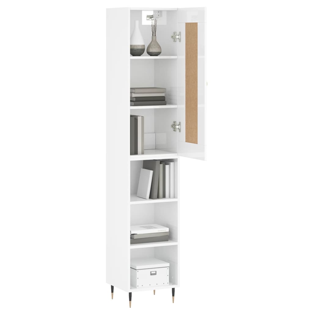 Credenza 34,5x34x180 cm in Legno Multistrato Bianco Lucido - homemem39