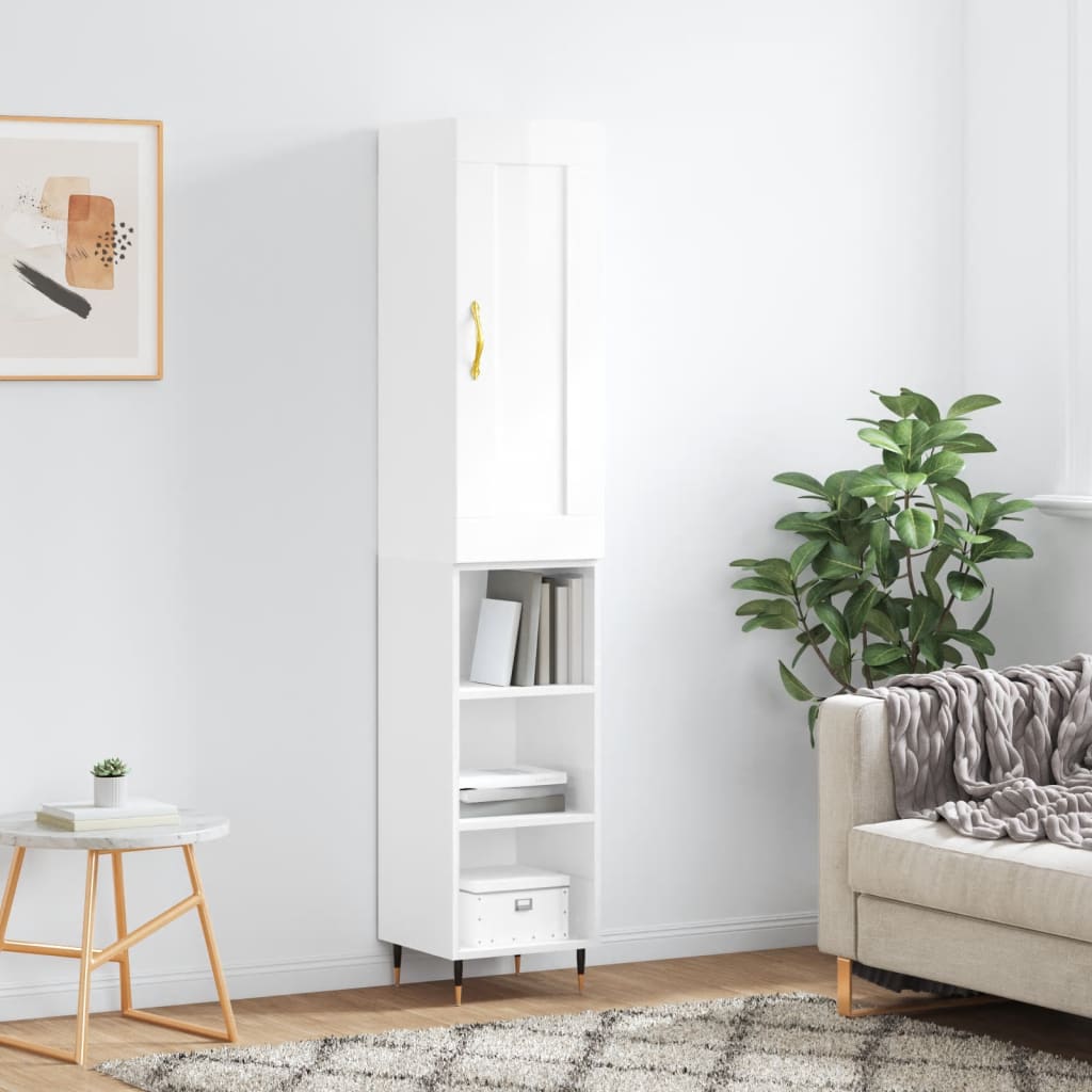 Credenza 34,5x34x180 cm in Legno Multistrato Bianco Lucido - homemem39