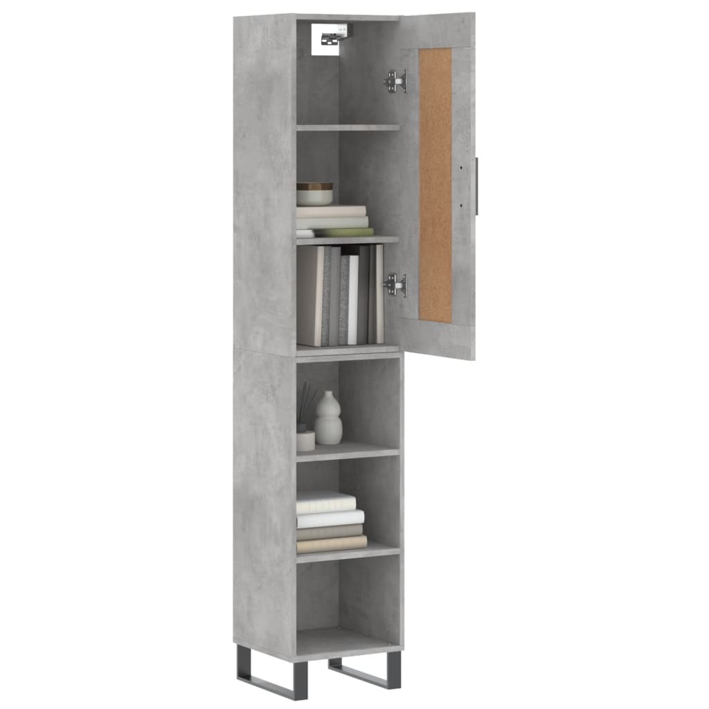 Credenza Grigio Cemento 34,5x34x180 cm in Legno Multistrato - homemem39