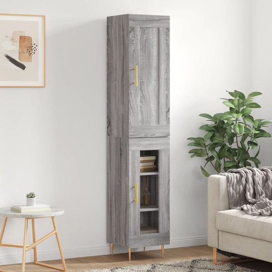 Credenza Grigio Sonoma 34,5x34x180 cm in Legno Multistrato - homemem39