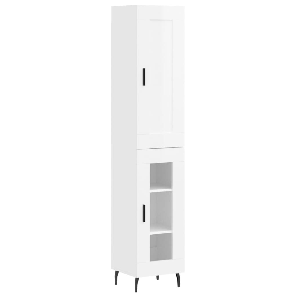 Credenza 34,5x34x180 cm in Legno Multistrato Bianco Lucido - homemem39