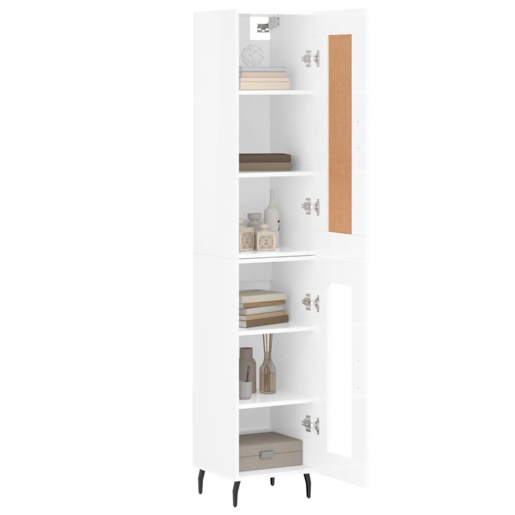 Credenza 34,5x34x180 cm in Legno Multistrato Bianco Lucido - homemem39