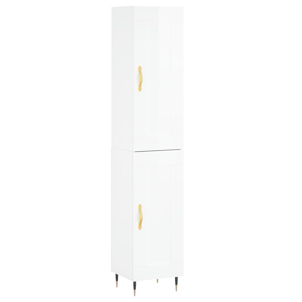 Credenza 34,5x34x180 cm in Legno Multistrato Bianco Lucido - homemem39