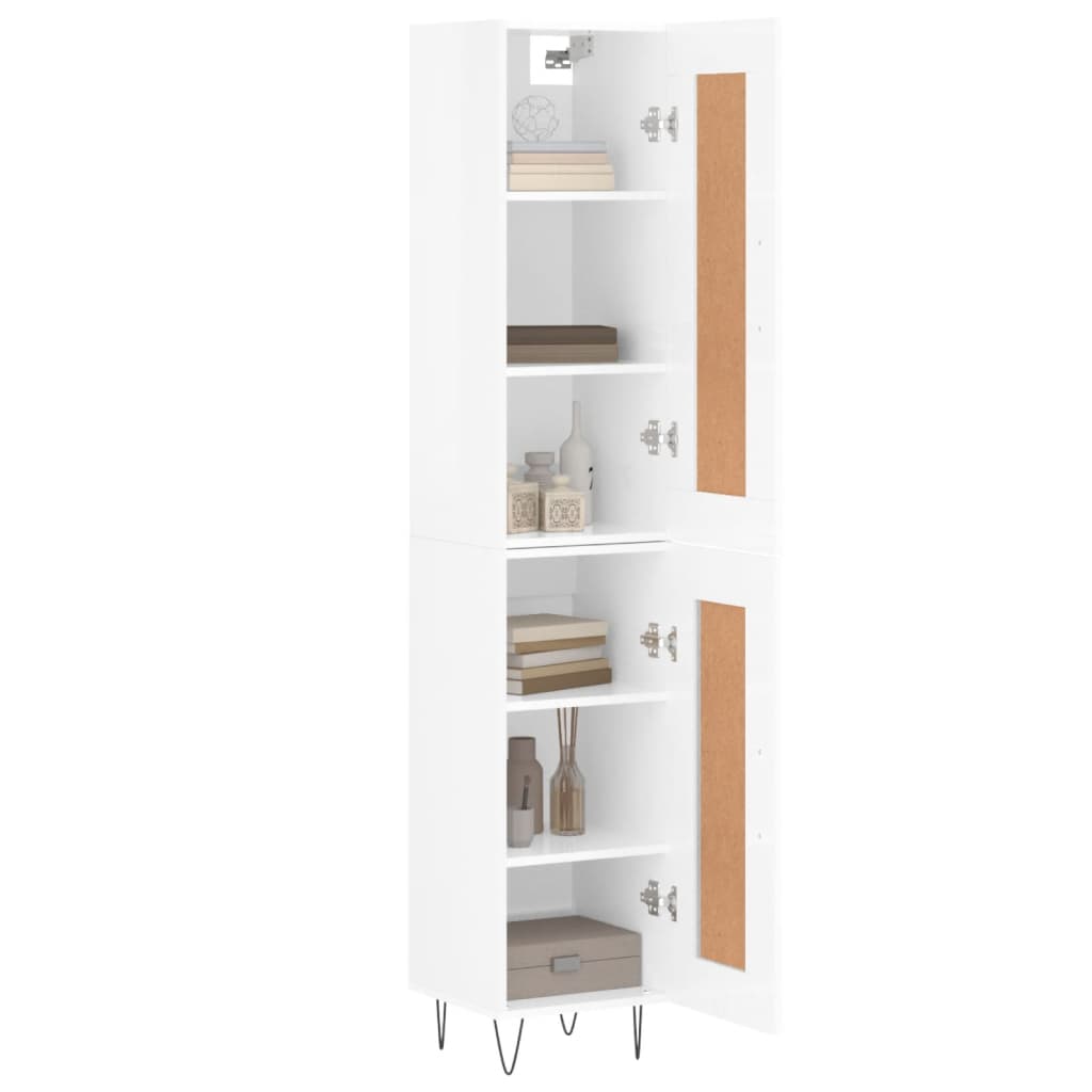 Credenza 34,5x34x180 cm in Legno Multistrato Bianco Lucido - homemem39