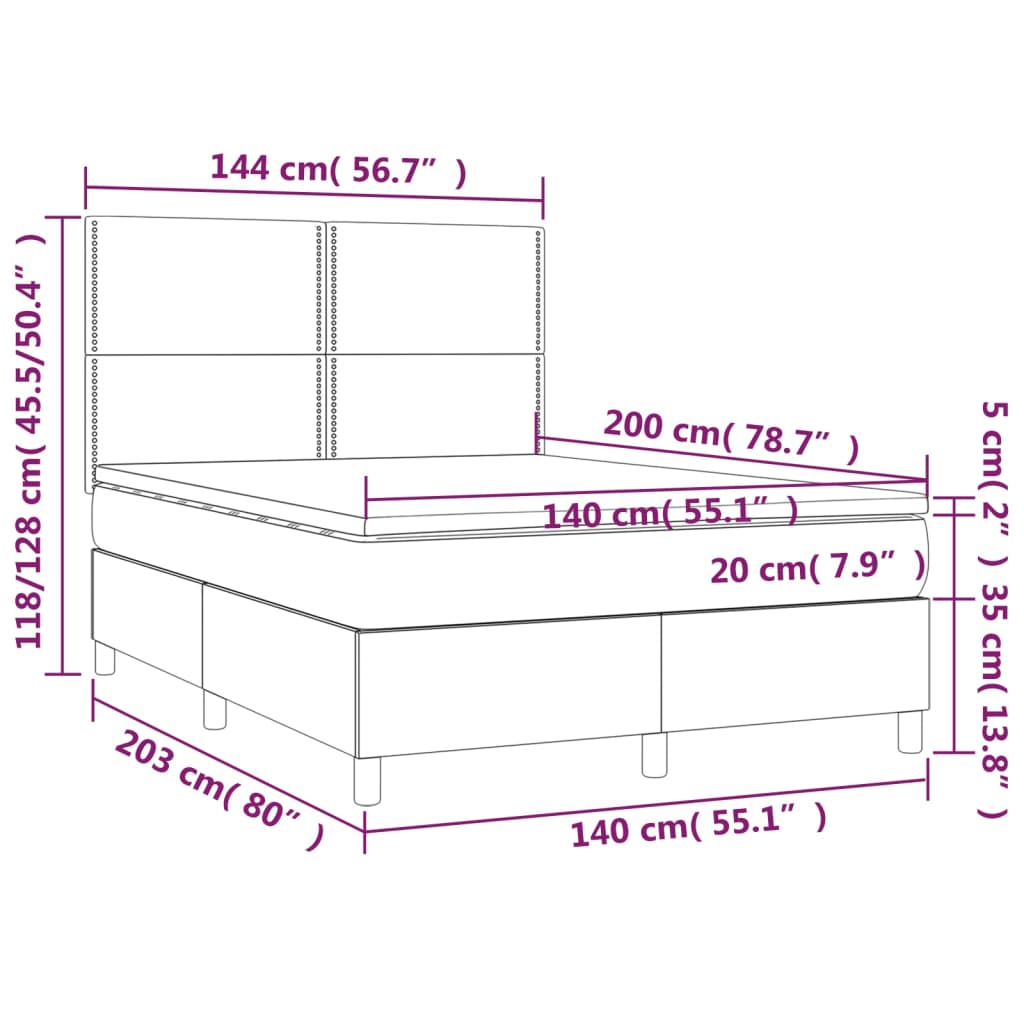 Giroletto a Molle con Materasso Tortora 140x200 cm in Tessuto - homemem39