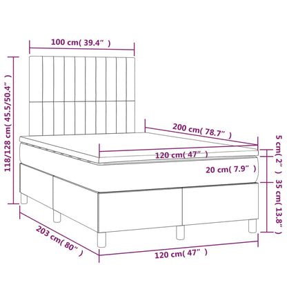 Giroletto a Molle con Materasso Grigio Chiaro 120x200cm Velluto - homemem39