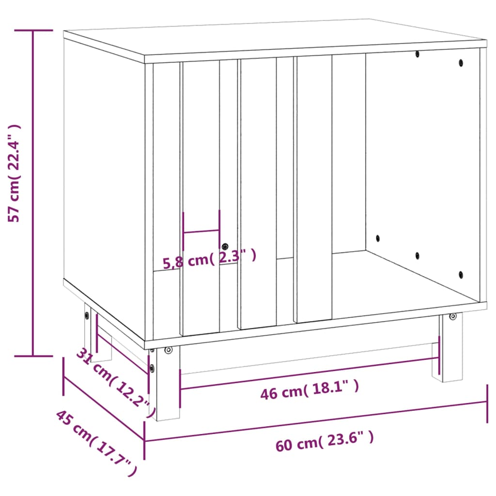 Casetta per Cani grigio 60x45x57 cm in Legno Massello di Pino - homemem39