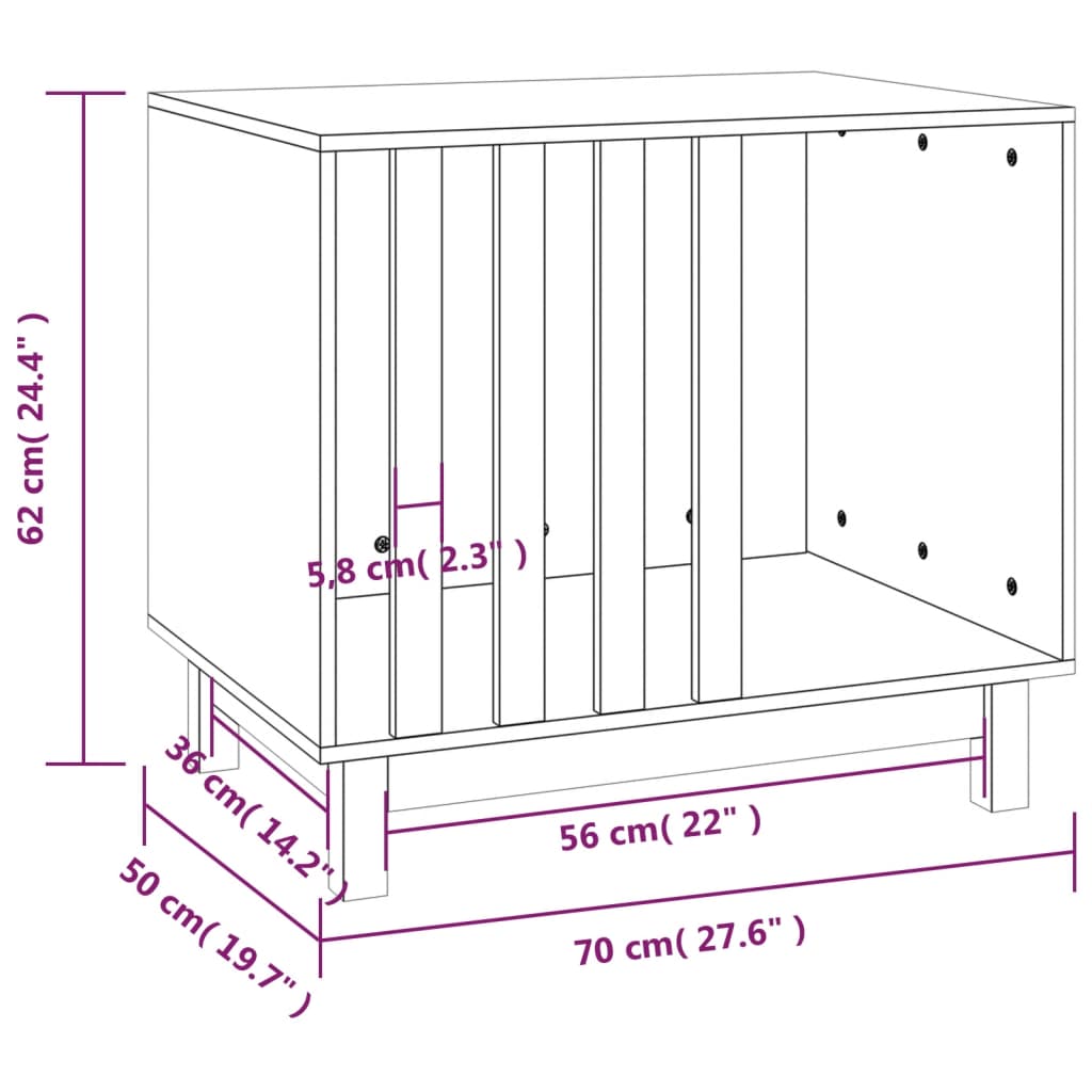 Casetta per Cani 70x50x62 cm in Legno Massello di Pino - homemem39