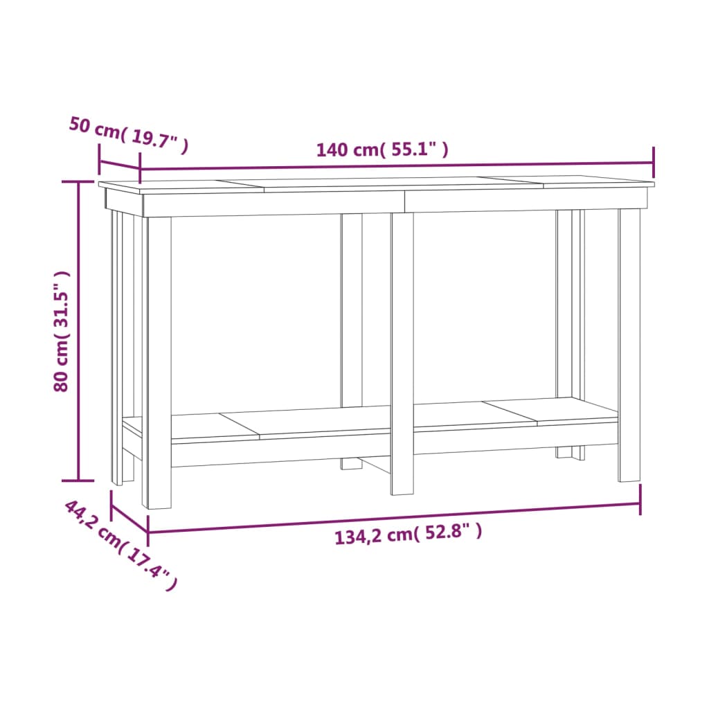 Banco da Lavoro 140x50x80 cm in Legno Massello di Pino - homemem39