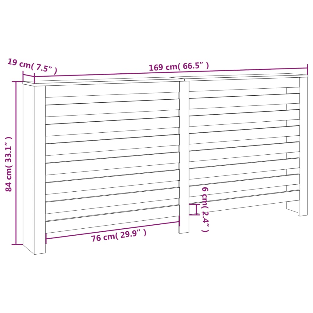 Copertura Termosifone Bianca 169x19x84 cm Legno Massello Pino - homemem39