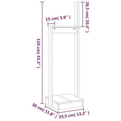 Portalegna Bianco 33,5x30x110 cm in Legno Massello di Pino - homemem39