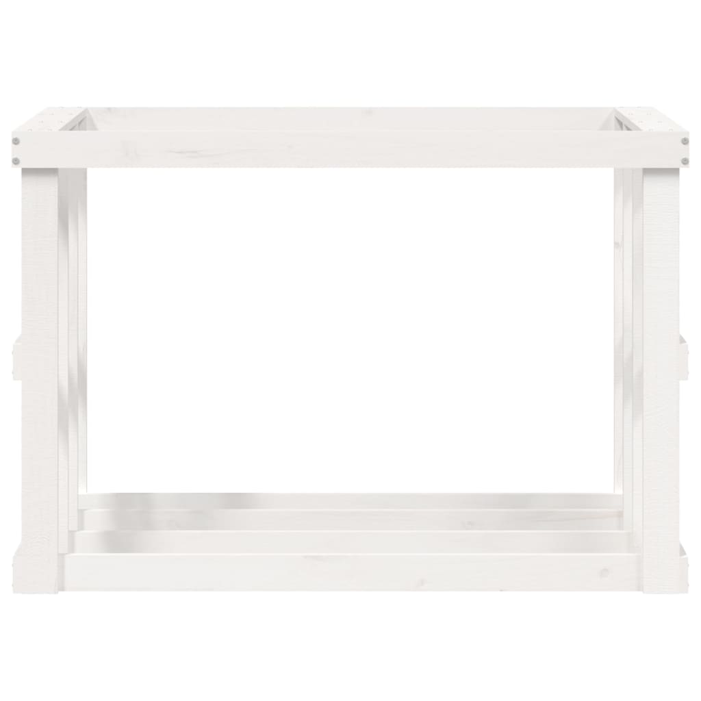 Portaceppi da Esterno Bianco 108x52x74 cm Legno Massello Pino - homemem39