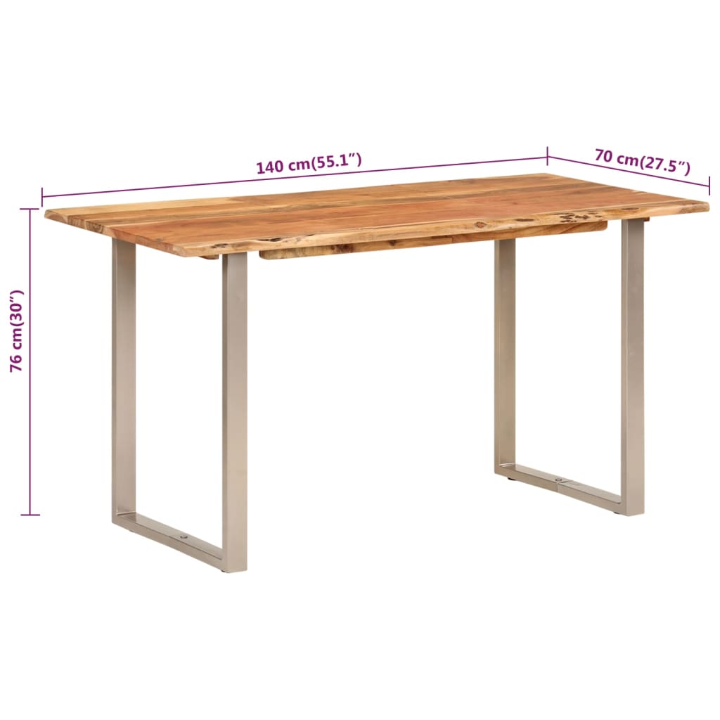 Tavolo da Pranzo 140x70x76 cm Legno Massello di Acacia - homemem39