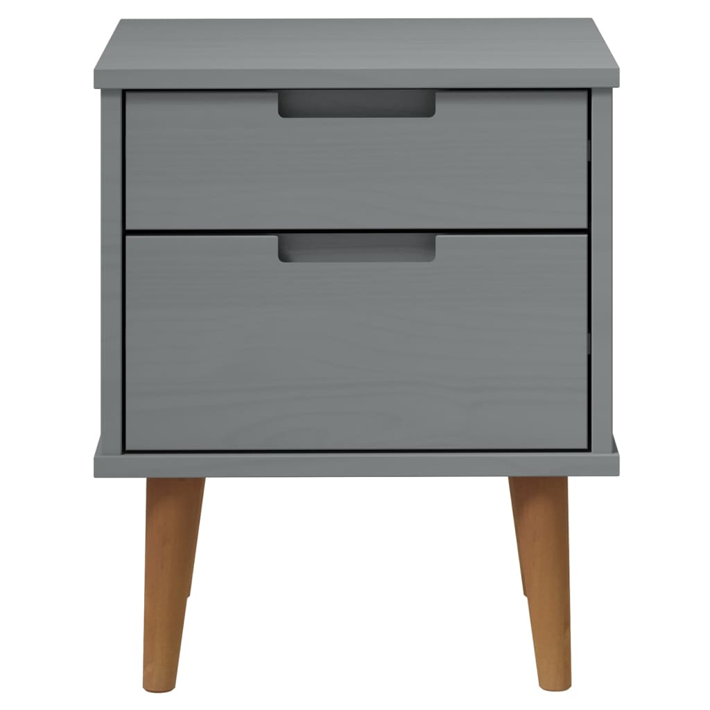 Comodino MOLDE Grigio 40x35x48 cm in Legno Massello di Pino - homemem39