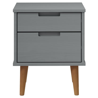 Comodino MOLDE Grigio 40x35x48 cm in Legno Massello di Pino - homemem39