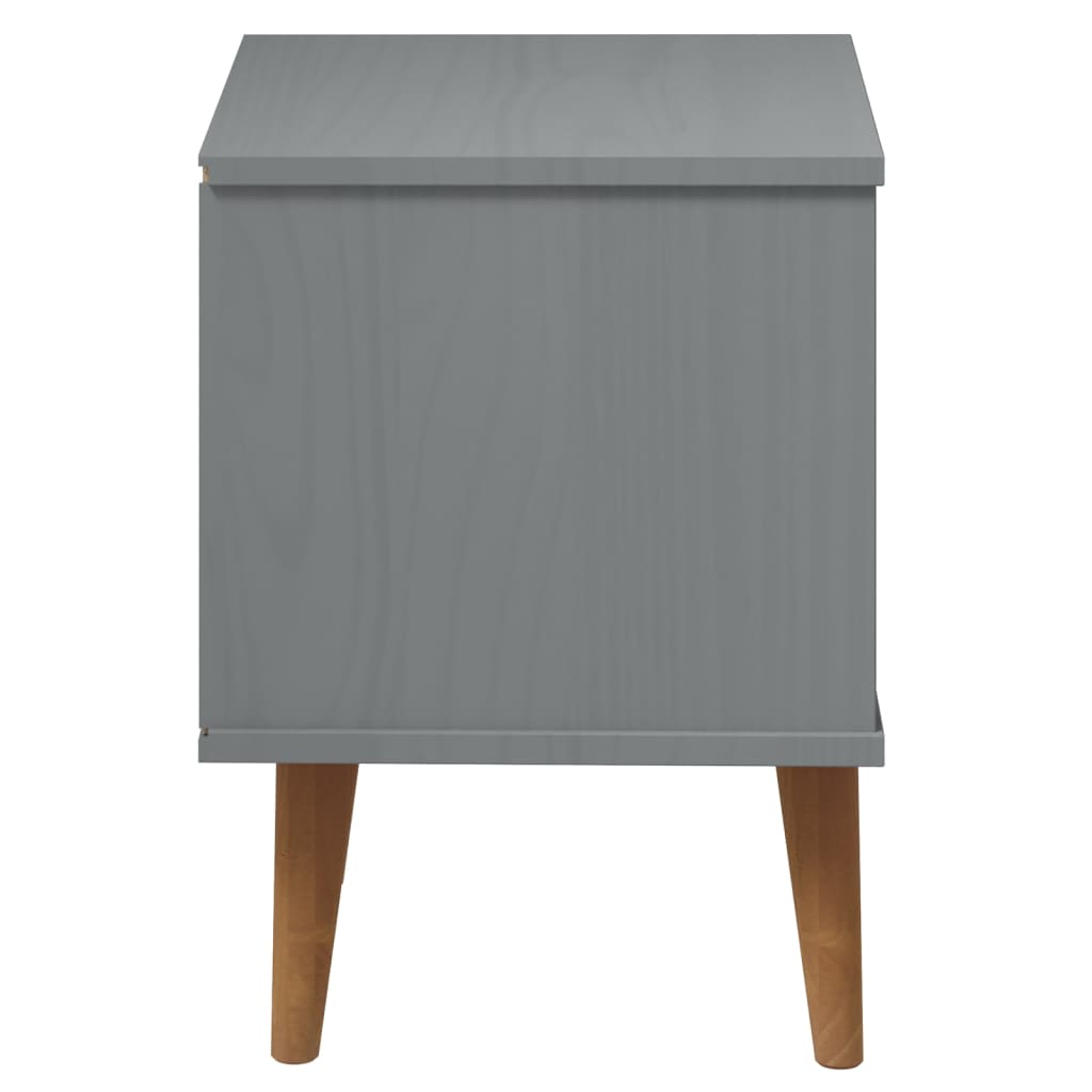 Comodino MOLDE Grigio 40x35x48 cm in Legno Massello di Pino - homemem39