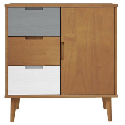 Credenza MOLDE Marrone 76,5x40x80 cm in Legno Massello di Pino - homemem39