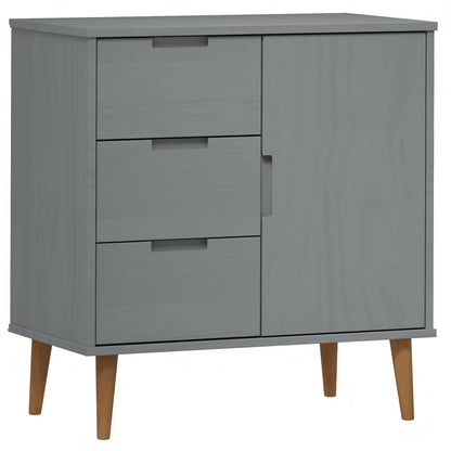 Credenza MOLDE Grigia 76,5x40x80 cm in Legno Massello di Pino - homemem39