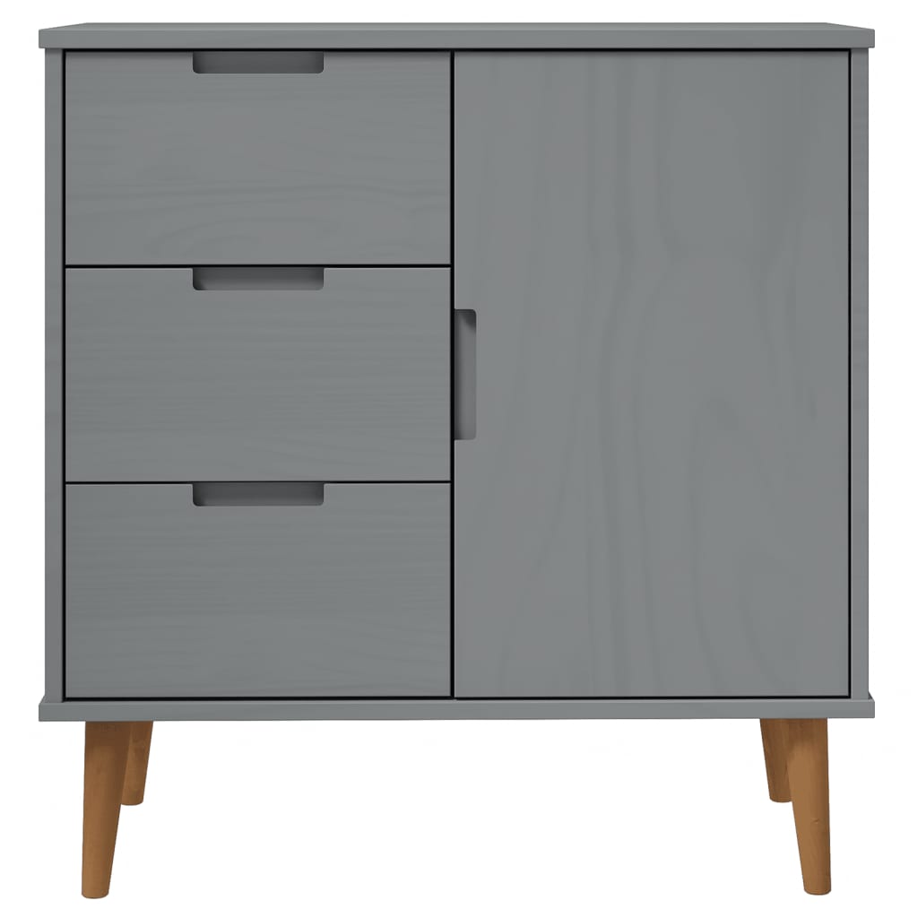 Credenza MOLDE Grigia 76,5x40x80 cm in Legno Massello di Pino - homemem39