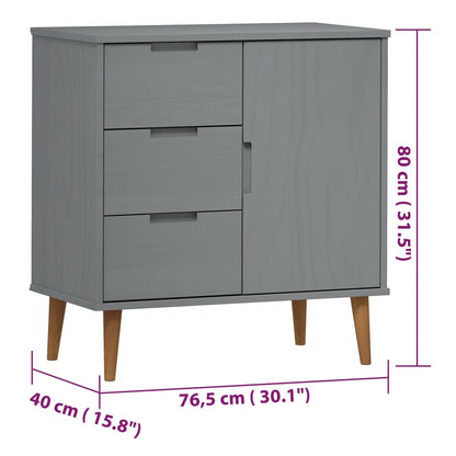 Credenza MOLDE Grigia 76,5x40x80 cm in Legno Massello di Pino - homemem39