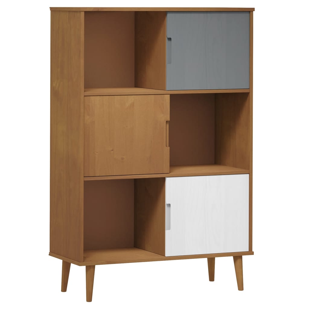 Libreria MOLDE Marrone 90x35x133,5 cm in Legno Massello di Pino - homemem39