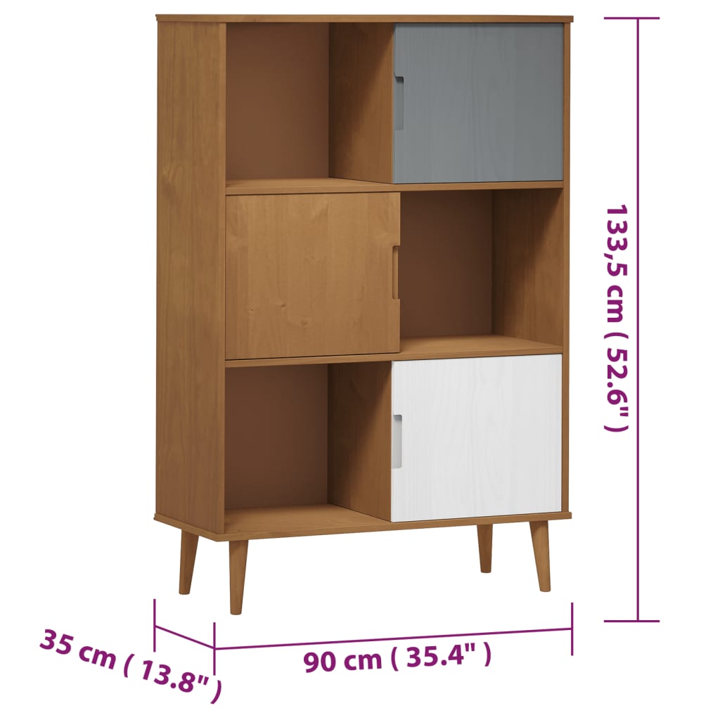 Libreria MOLDE Marrone 90x35x133,5 cm in Legno Massello di Pino - homemem39