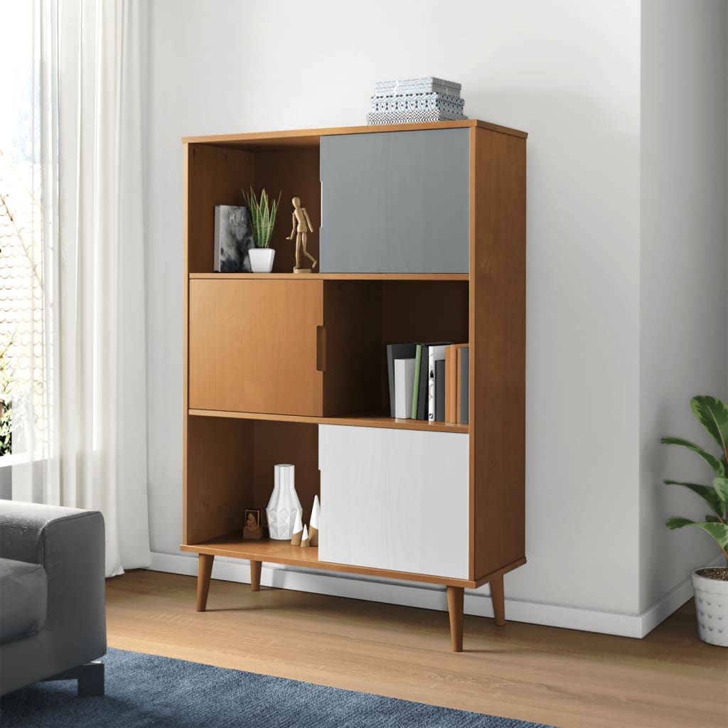 Libreria MOLDE Marrone 90x35x133,5 cm in Legno Massello di Pino - homemem39