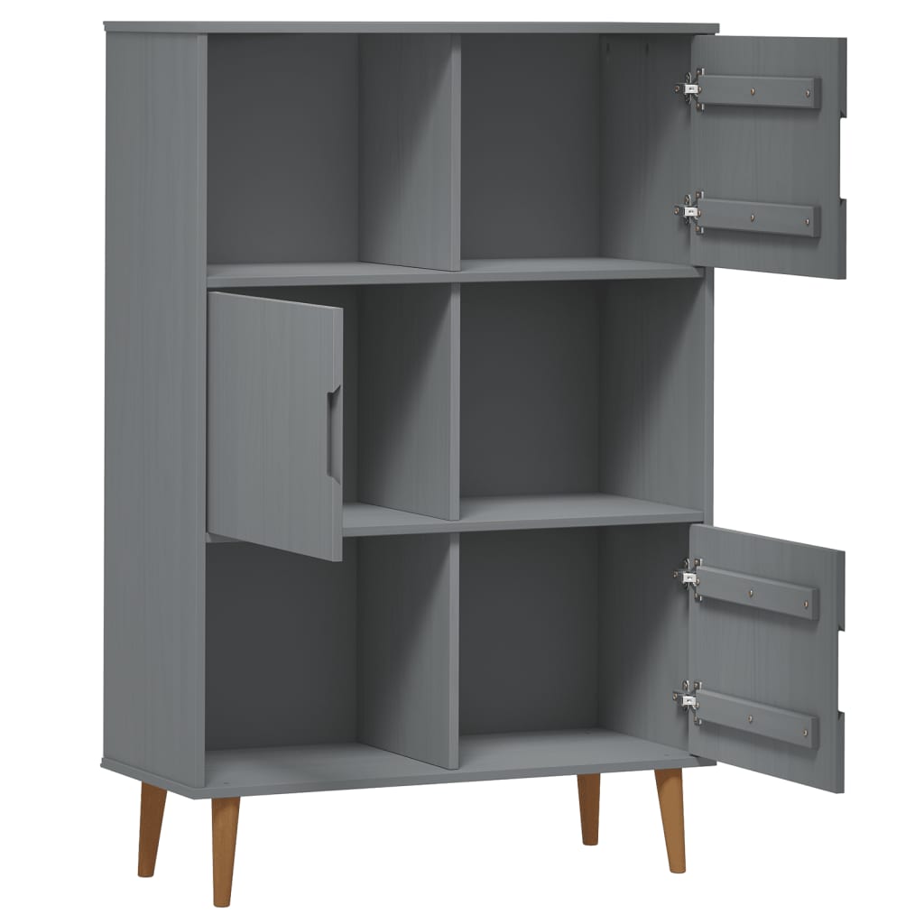 Libreria MOLDE Grigia 90x35x133,5 cm in Legno Massello di Pino - homemem39