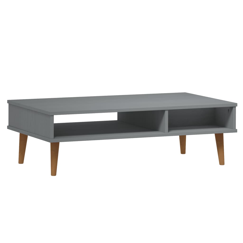 Tavolino MOLDE Grigio 100x55x31 cm in Legno Massello di Pino - homemem39