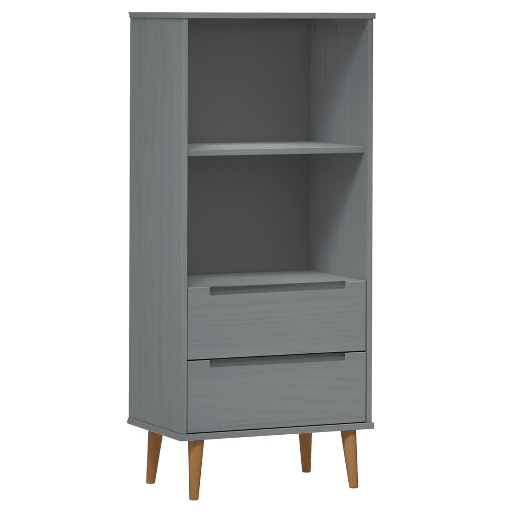 Libreria MOLDE Grigia 60x35x133,5 cm in Legno Massello di Pino - homemem39