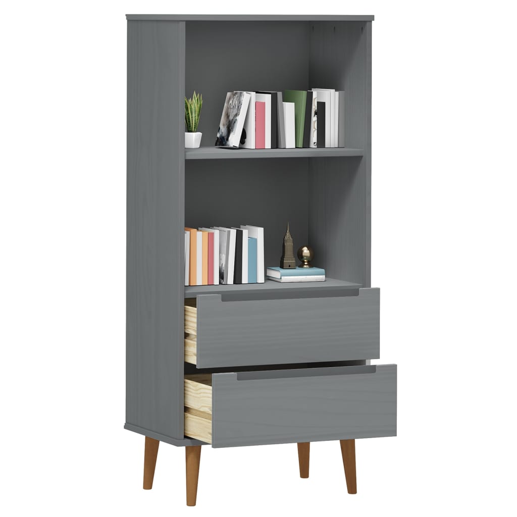 Libreria MOLDE Grigia 60x35x133,5 cm in Legno Massello di Pino - homemem39