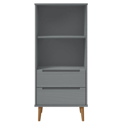 Libreria MOLDE Grigia 60x35x133,5 cm in Legno Massello di Pino - homemem39