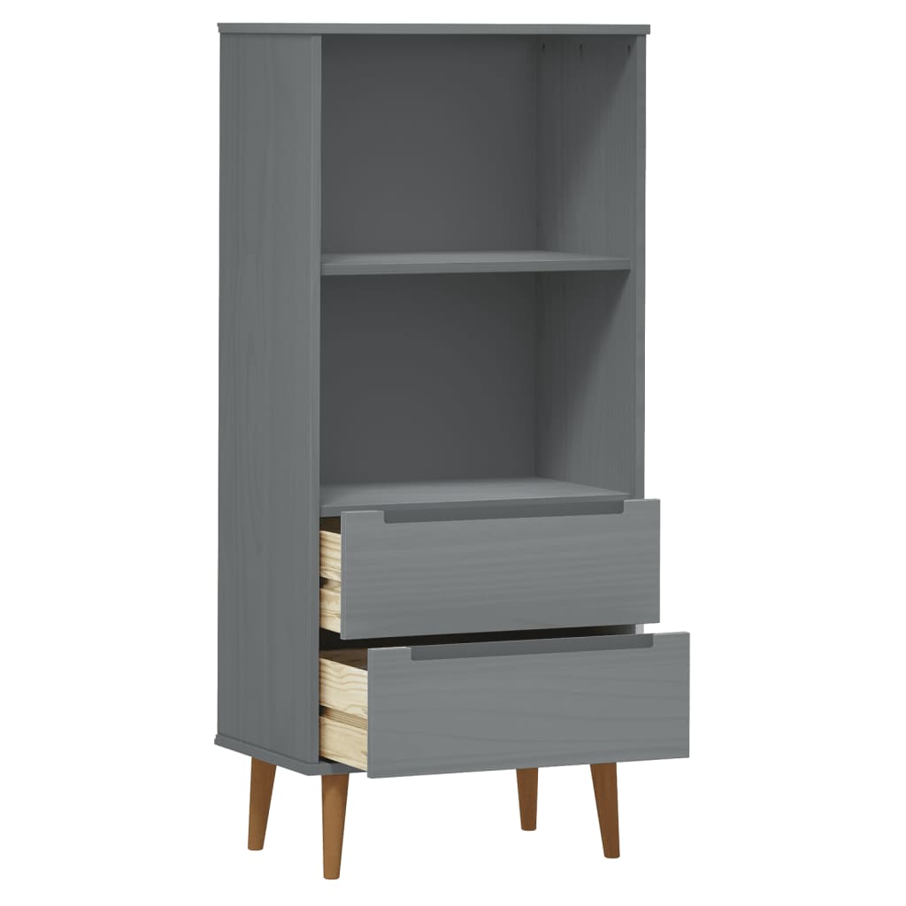 Libreria MOLDE Grigia 60x35x133,5 cm in Legno Massello di Pino - homemem39