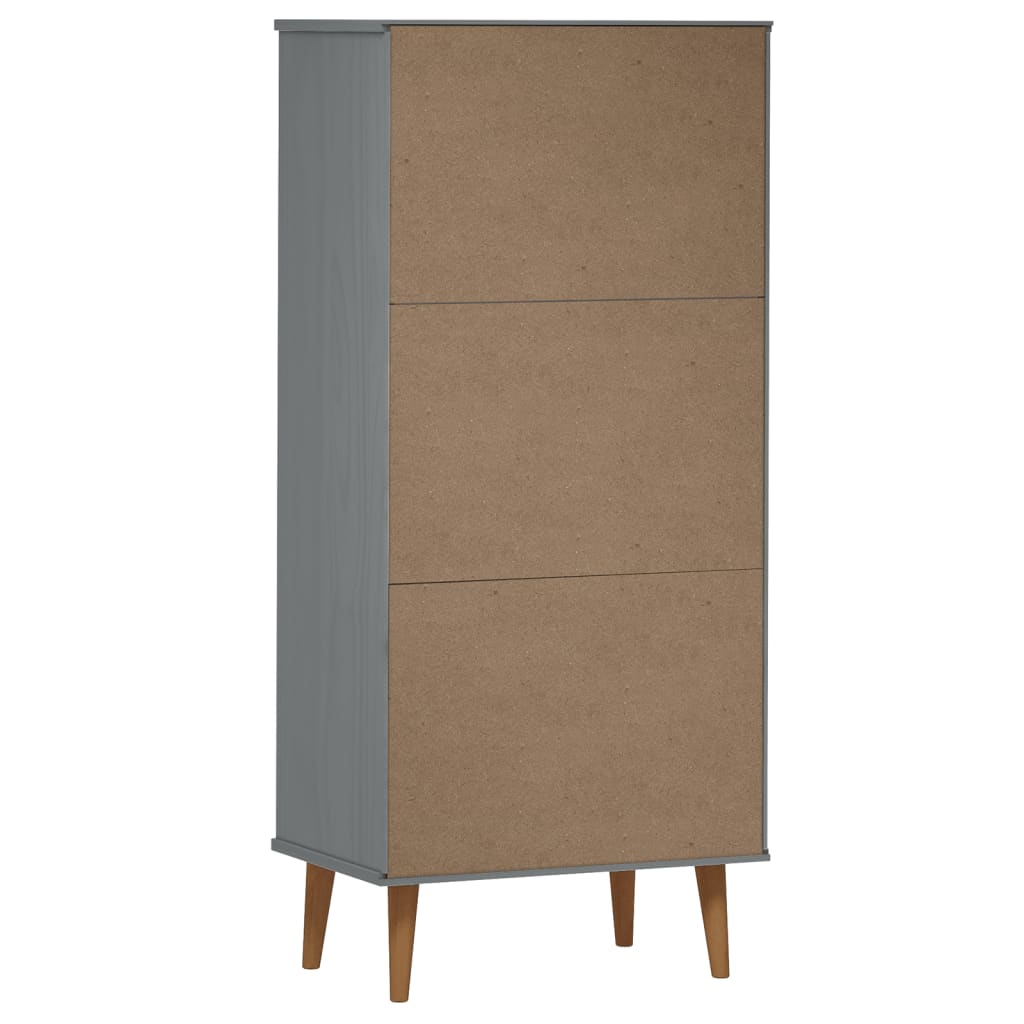 Libreria MOLDE Grigia 60x35x133,5 cm in Legno Massello di Pino - homemem39