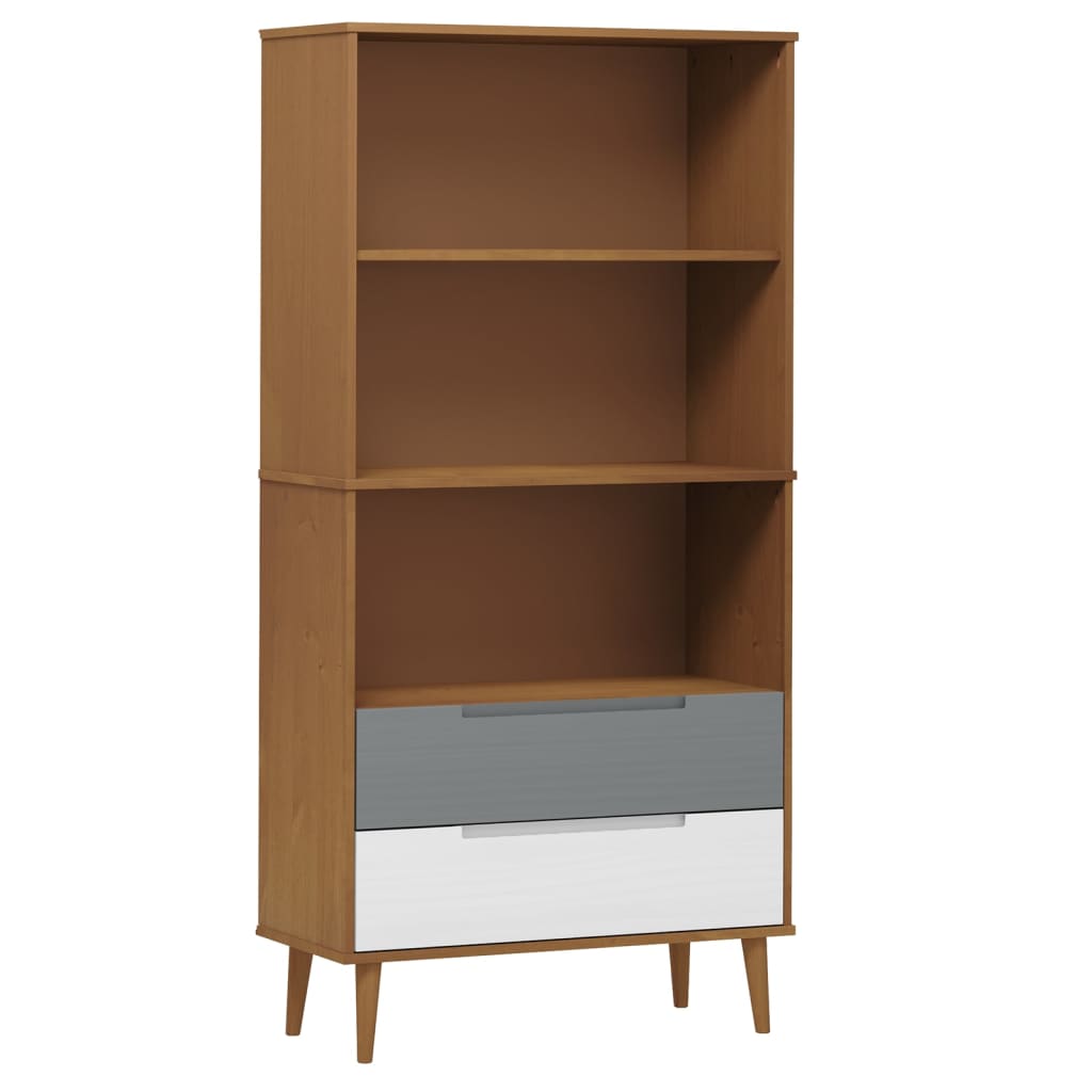 Libreria MOLDE Marrone 85x35x170,5 cm in Legno Massello di Pino - homemem39