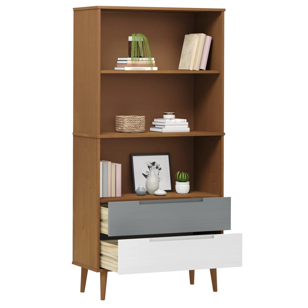 Libreria MOLDE Marrone 85x35x170,5 cm in Legno Massello di Pino - homemem39