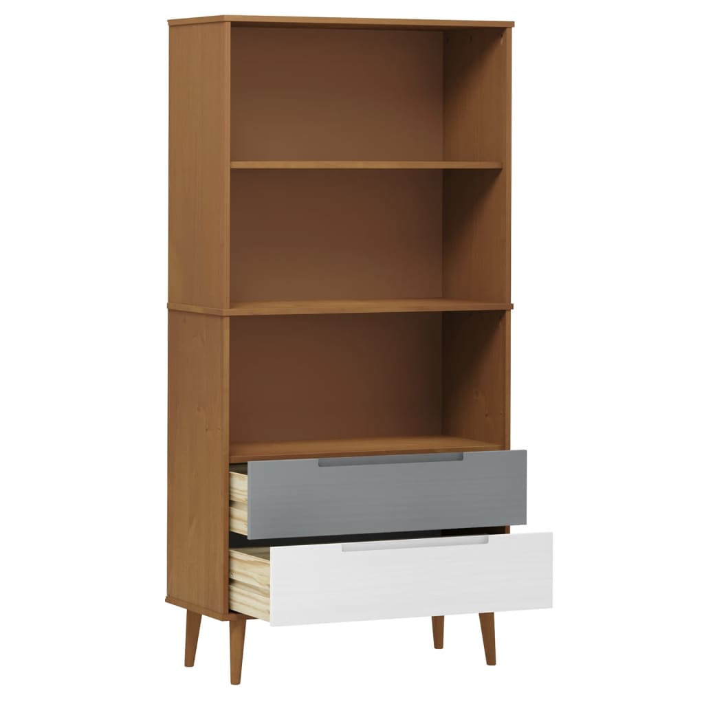 Libreria MOLDE Marrone 85x35x170,5 cm in Legno Massello di Pino - homemem39