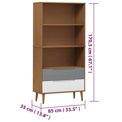 Libreria MOLDE Marrone 85x35x170,5 cm in Legno Massello di Pino - homemem39