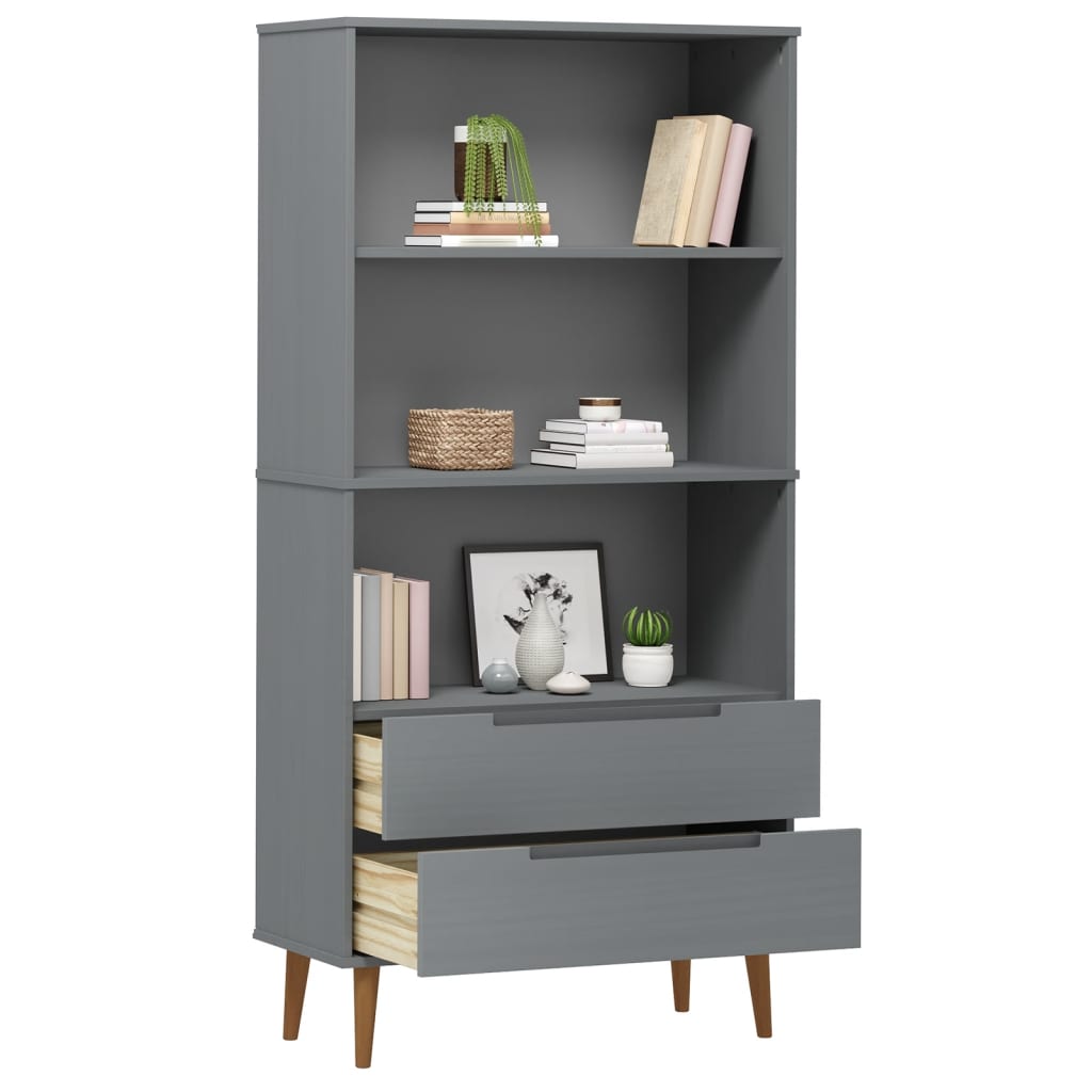 Libreria MOLDE Grigia 85x35x170,5 cm in Legno Massello di Pino - homemem39