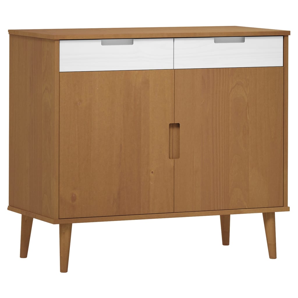 Credenza MOLDE Marrone 90x40x80 cm in Legno Massello di Pino - homemem39