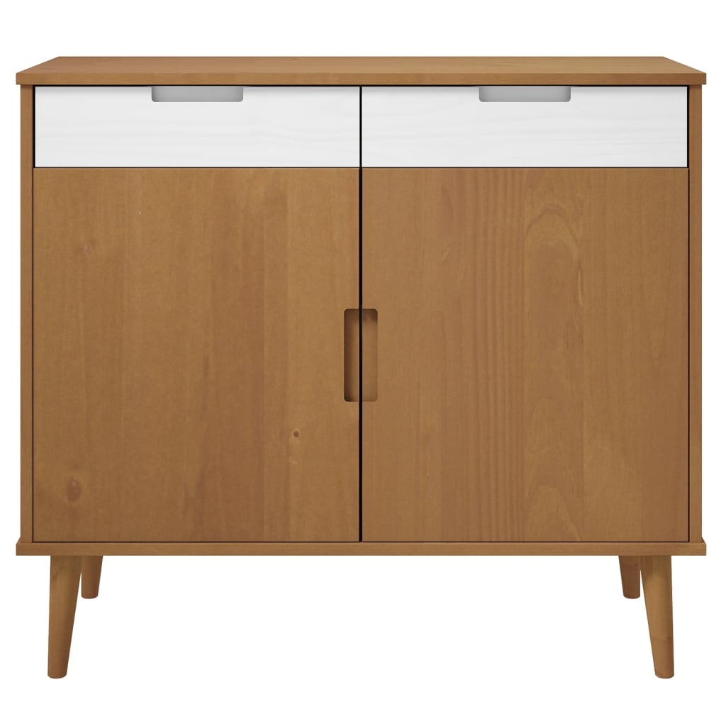 Credenza MOLDE Marrone 90x40x80 cm in Legno Massello di Pino - homemem39