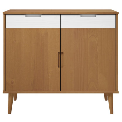 Credenza MOLDE Marrone 90x40x80 cm in Legno Massello di Pino - homemem39