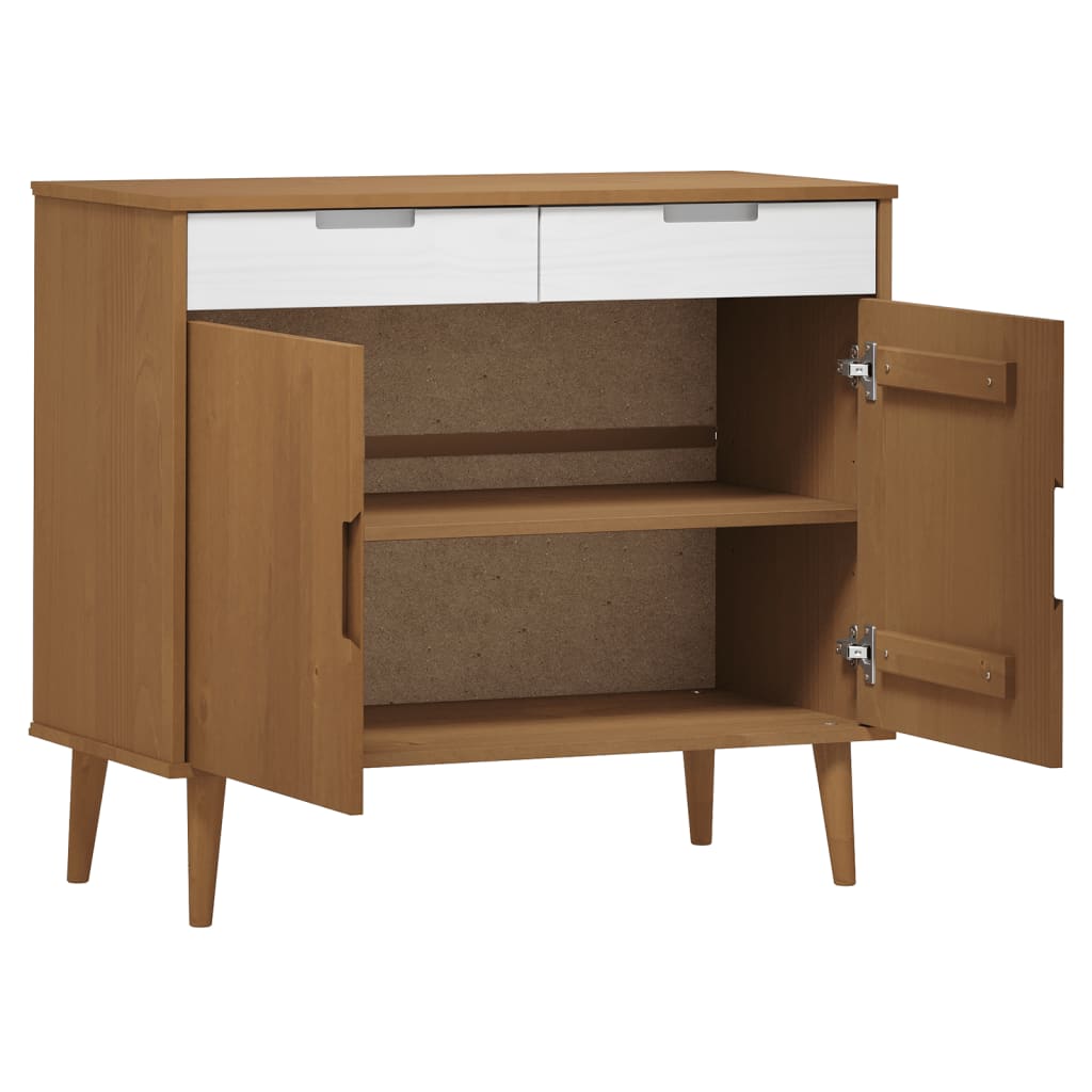 Credenza MOLDE Marrone 90x40x80 cm in Legno Massello di Pino - homemem39