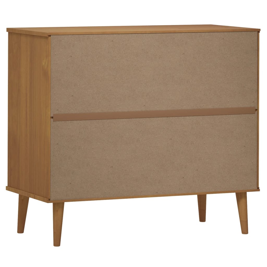 Credenza MOLDE Marrone 90x40x80 cm in Legno Massello di Pino - homemem39