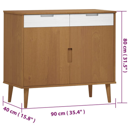 Credenza MOLDE Marrone 90x40x80 cm in Legno Massello di Pino - homemem39