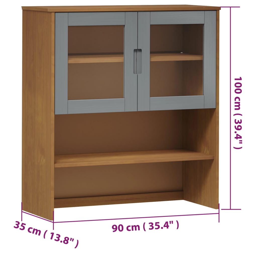 Piano Credenza MOLDE Marrone 90x35x100 cm in Legno di Pino - homemem39